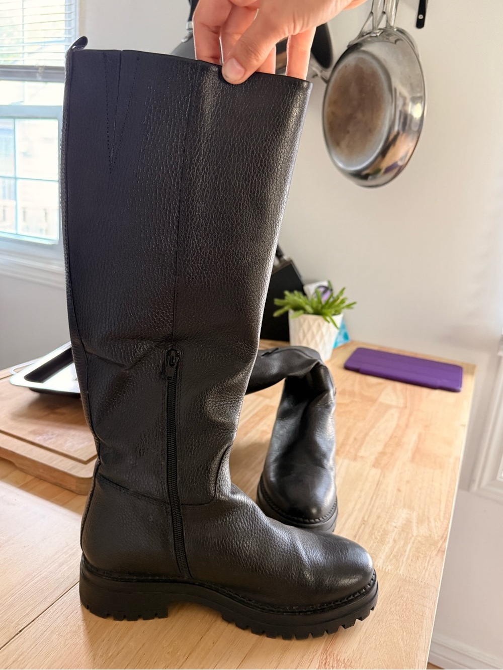Steve Madden Black Tall Leather Riding Boots - Picture 2 of 4